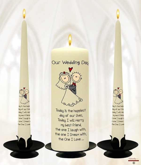 Cartoon Love Silver Wedding Candles