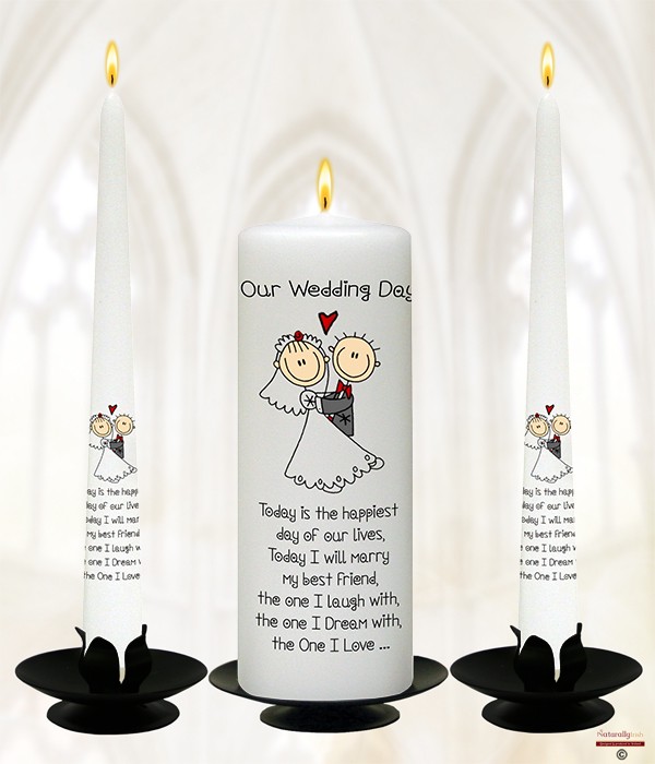 Cartoon Love Silver Wedding Candles