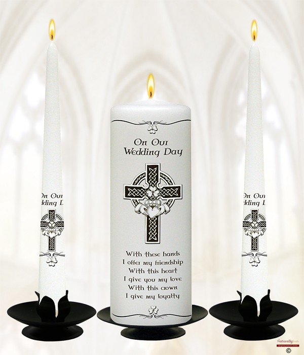 Claddagh, Cross & Shamrock Black Wedding Candles