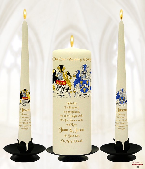 Famiy Crest Gold Wedding Candles