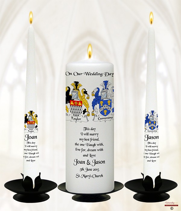 Famiy Crest Silver Wedding Candles
