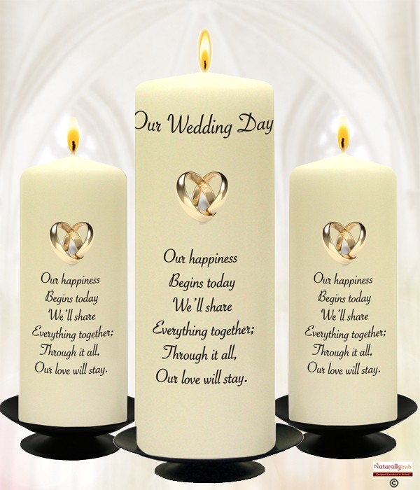 Entwined Gold Rings Wedding Set 9inch & 6inch Pillars