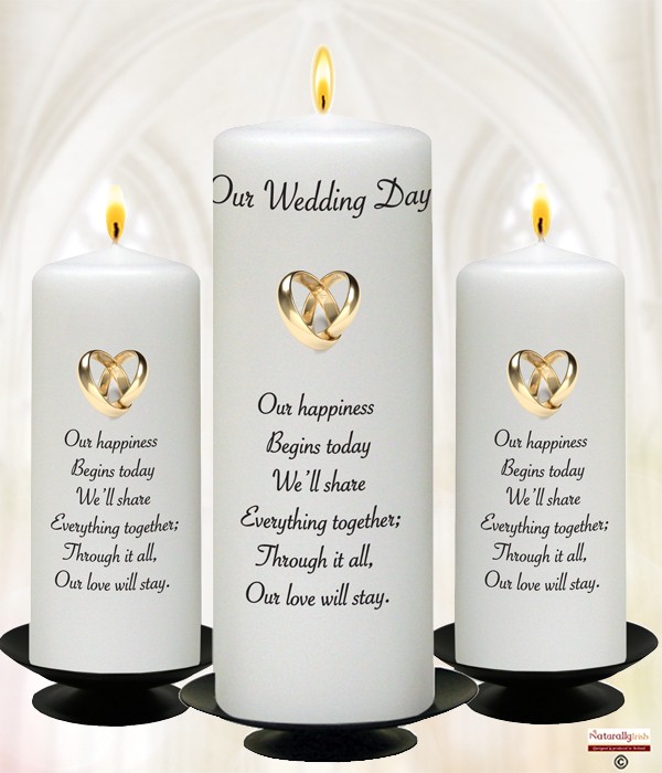 Entwined Gold Rings Wedding Set 9inch & 6inch Pillars