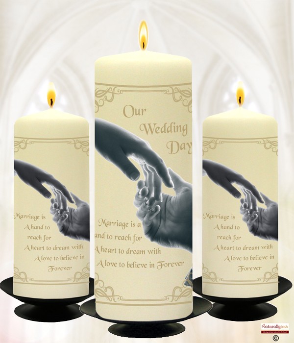 Hand to Hand Gold Wedding Set 9inch & 6inch Pillars