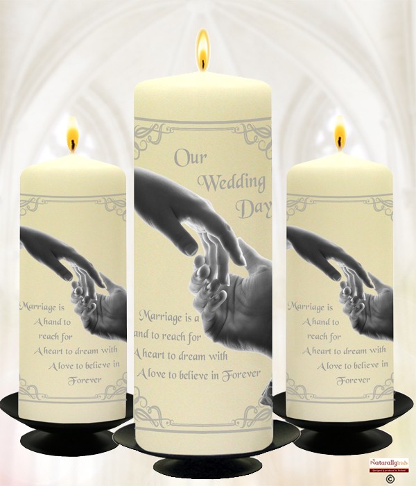 Hand to Hand Silver Wedding Set 9inch & 6inch Pillars