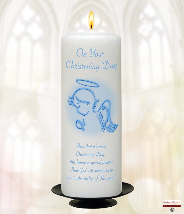 Angel Blue Christening Candle