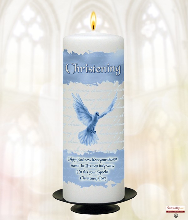 Dove Blue Christening Candle