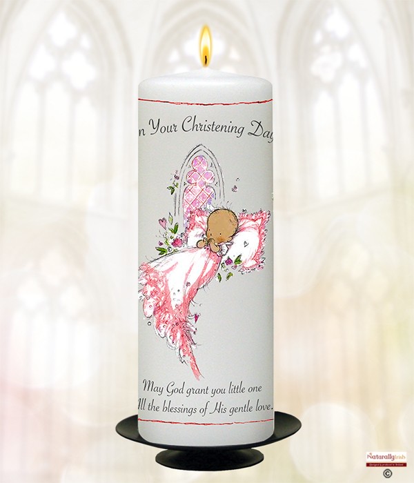 Church Baby Red Christening Candle
