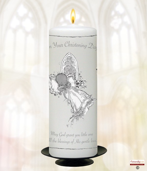 Church Baby Silver Christening Candle