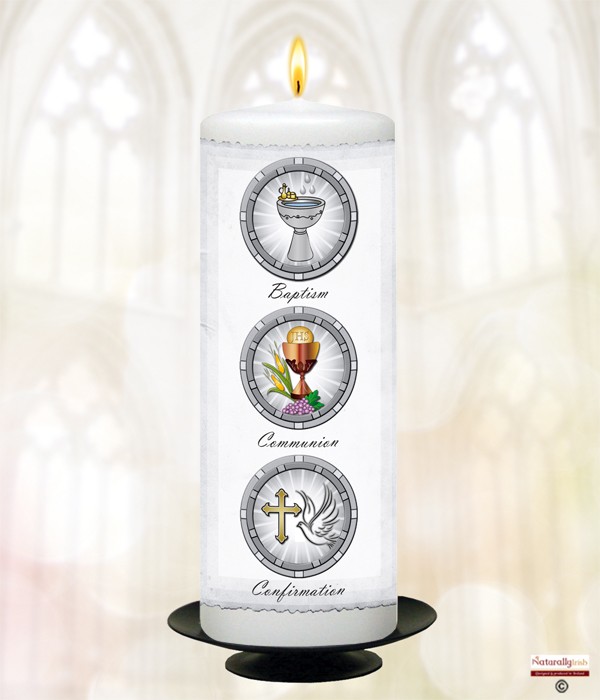 BCC Parchment Silver Christening Candle