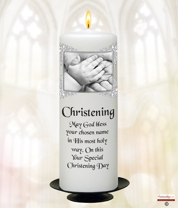 Hand to Hand Black Christening Candle