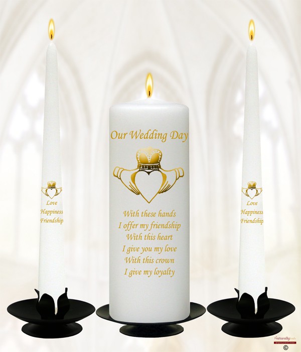 Claddagh Heart Gold Wedding Candles