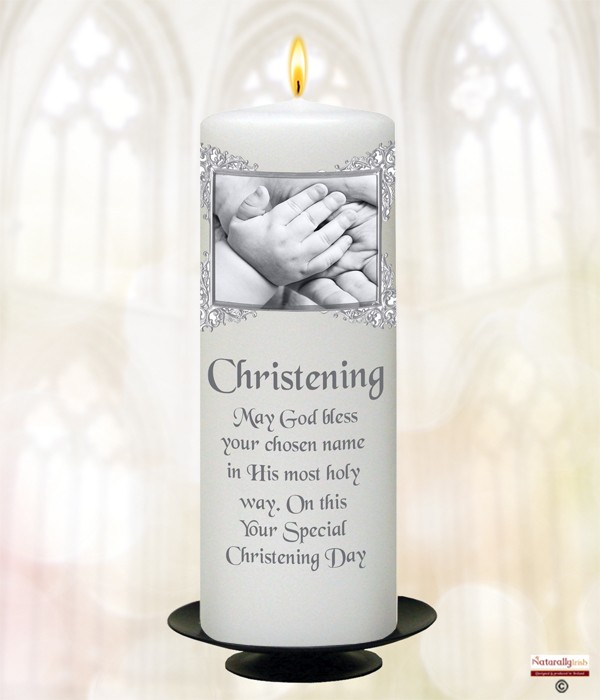Hand to Hand Silver Christening Candle