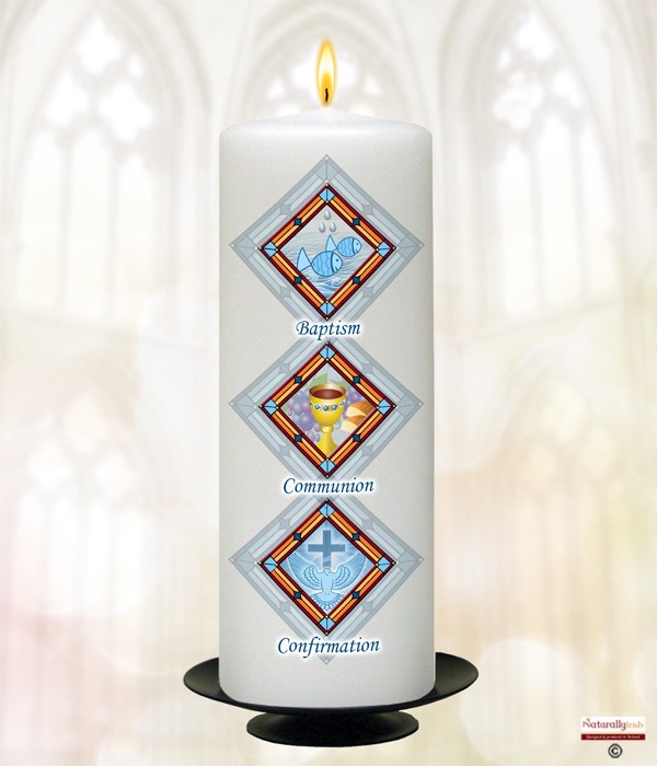BCC Triangular Blue Christening Candle