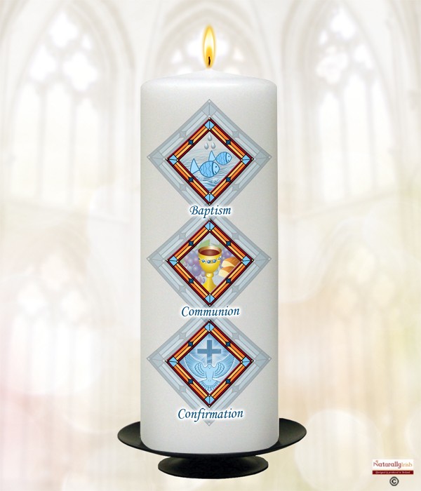 BCC Triangular Blue Christening Candle