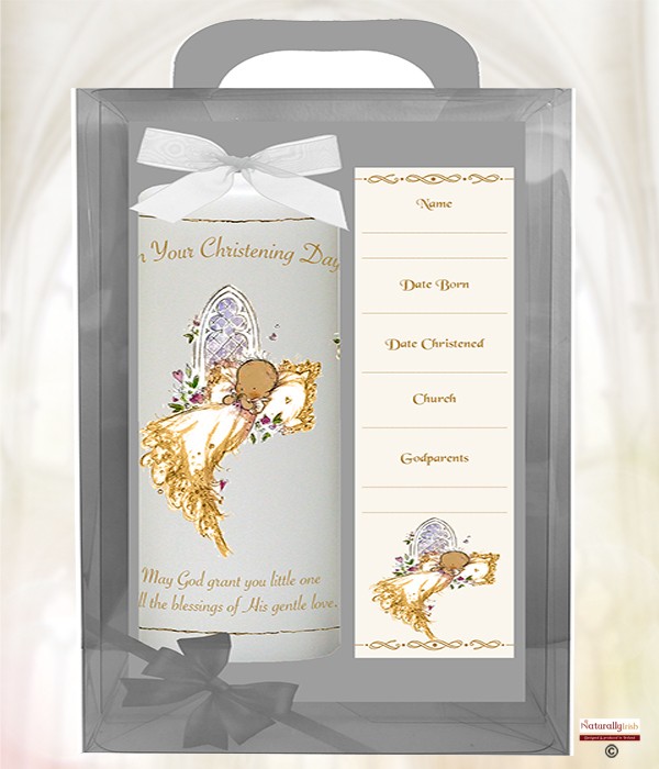 Church Baby Gold 6inch Christening Candle
