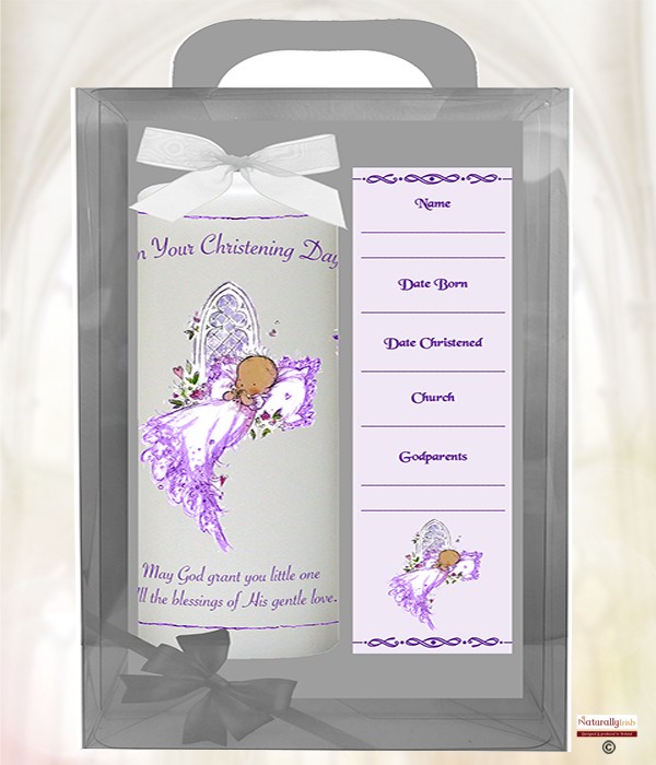 Church Baby Purple 6inch Christening Candle
