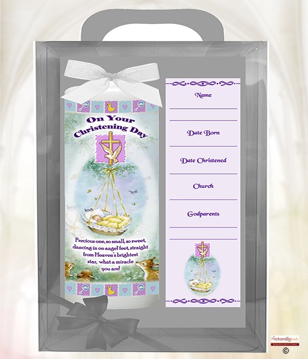 Swinging Cradle Pink 6inch Christening Candle