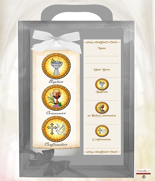 BCC Parchment Gold 6inch Christening Candle