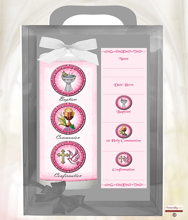 BCC Parchment Pink 6inch Christening Candle