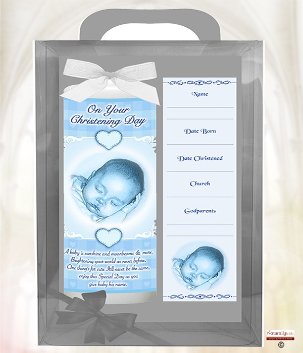 Baby Sleeping Blue 6inch Christening Candle