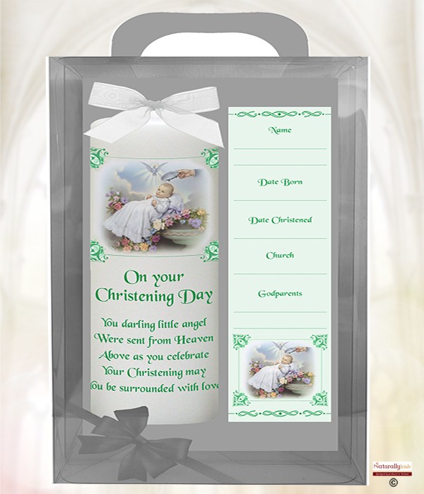 Baby Traditional Green 6inch Christening Candle