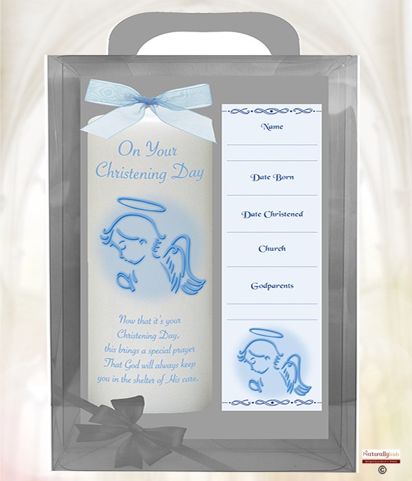 Angel Blue 6inch Christening Candle