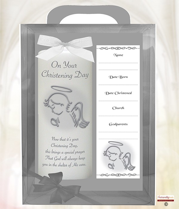 Angel Silver 6inch Christening Candle