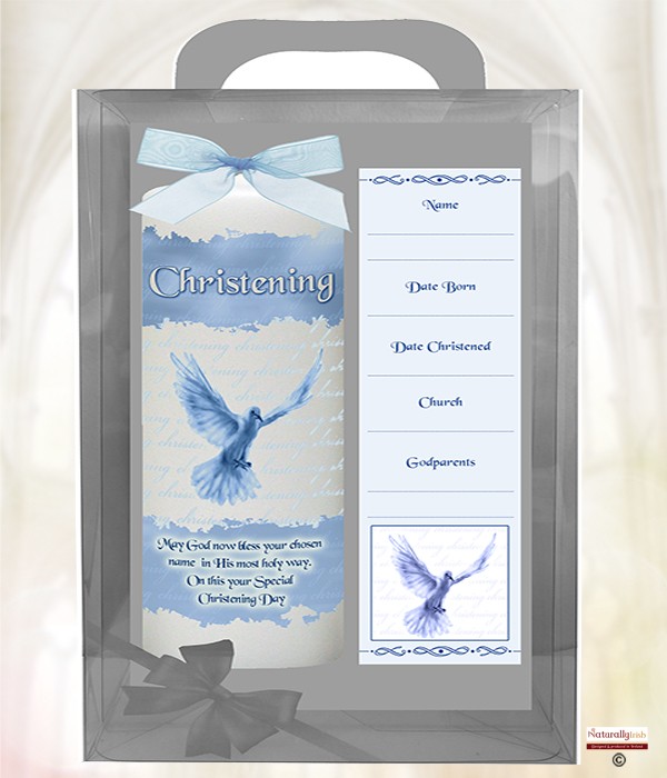 Dove Blue 6inch Christening Candle