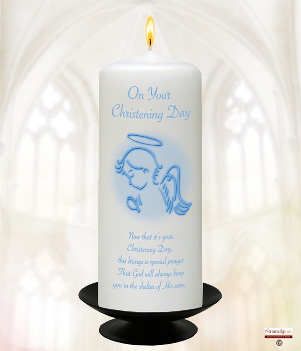 Angel Blue Christening Candle