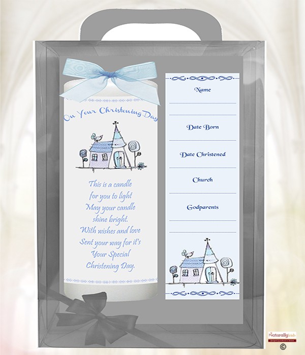 Church Blue 6inch Christening Candle