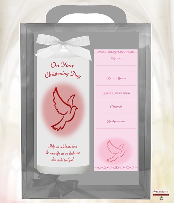 Flying Dove Red 6inch Christening Candle