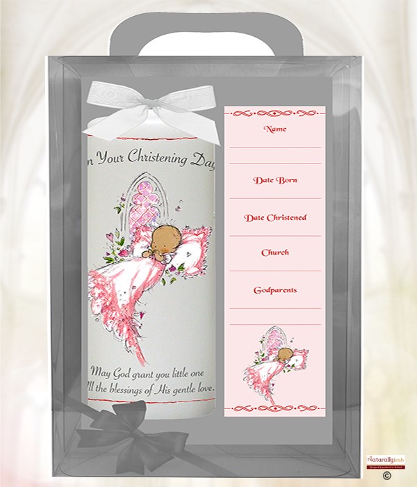 Church Baby Red 6inch Christening Candle