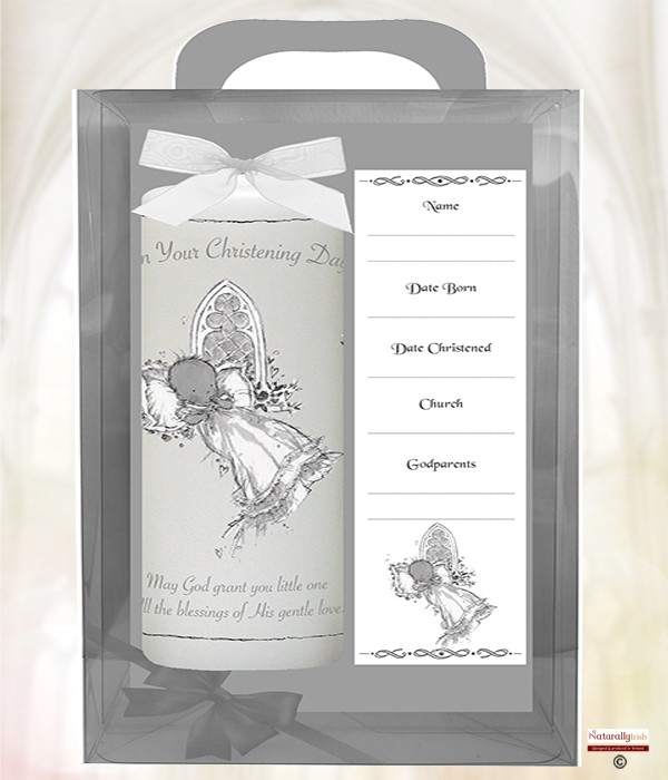 Church Baby Silver 6inch Christening Candle