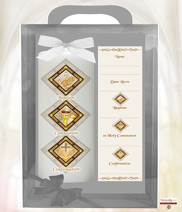 BCC Triangular Gold 6inch Christening Candle