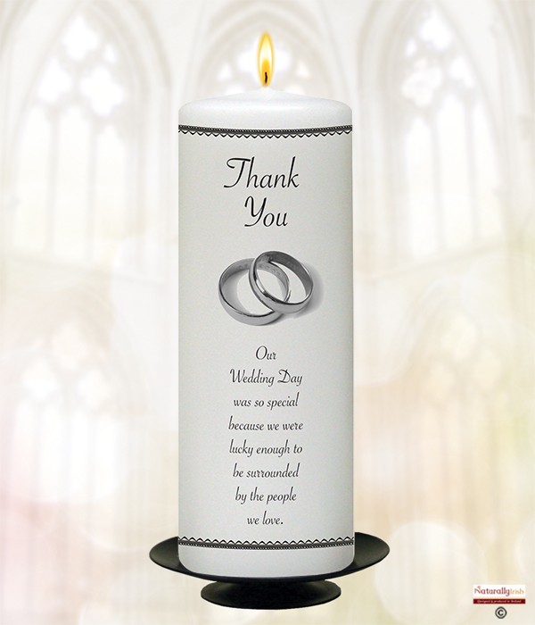 Elegant Silver Rings 9inch Thank You Candle