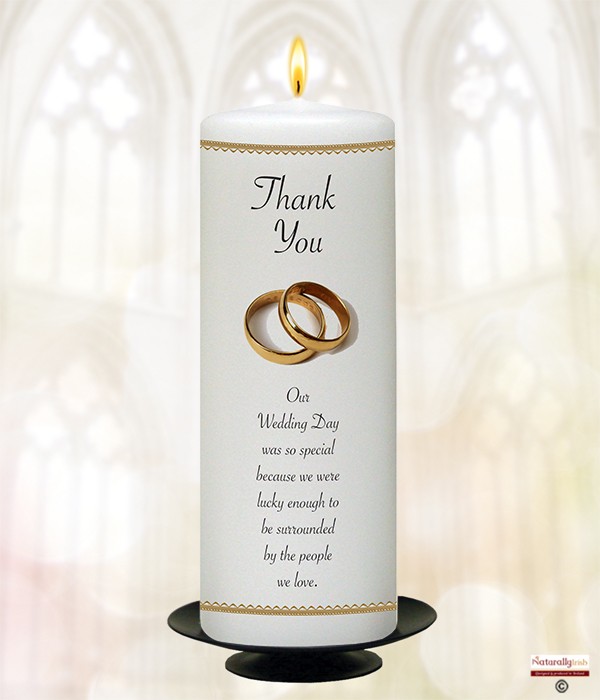 Elegant Gold Rings 9inch Thank You Candle