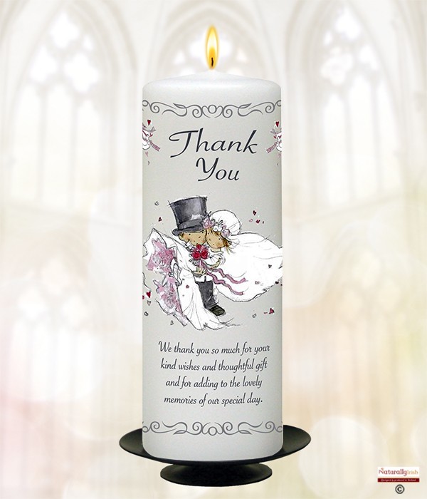 Over the Threshold Silver 9inch Thank You Candle