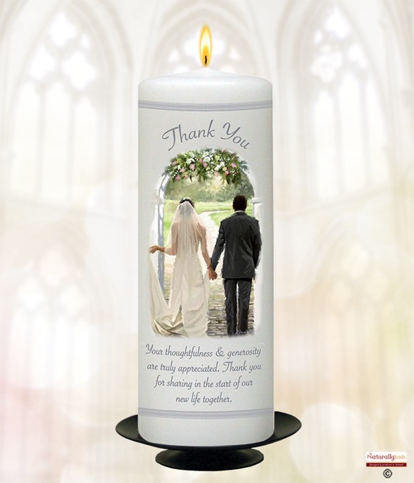 Hand in Hand Forever SIlver 9inch Thank You Candle