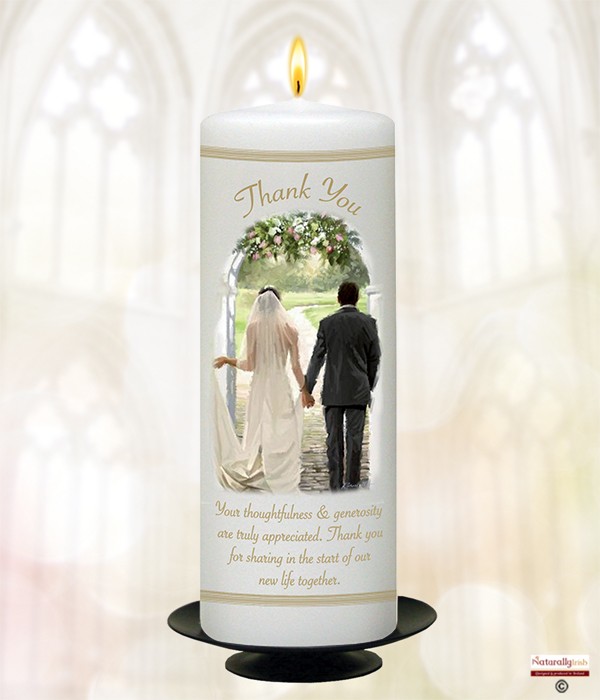 Hand in Hand Forever Gold 9inch Thank You Candle
