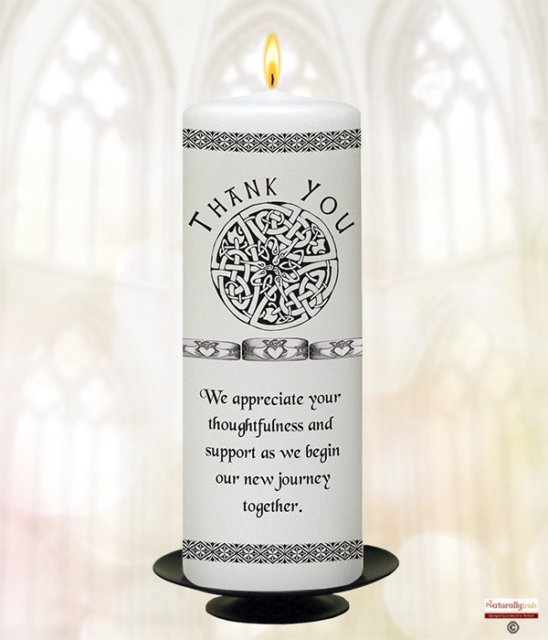 Claddagh Rings Silver 9inch Thank You Candle