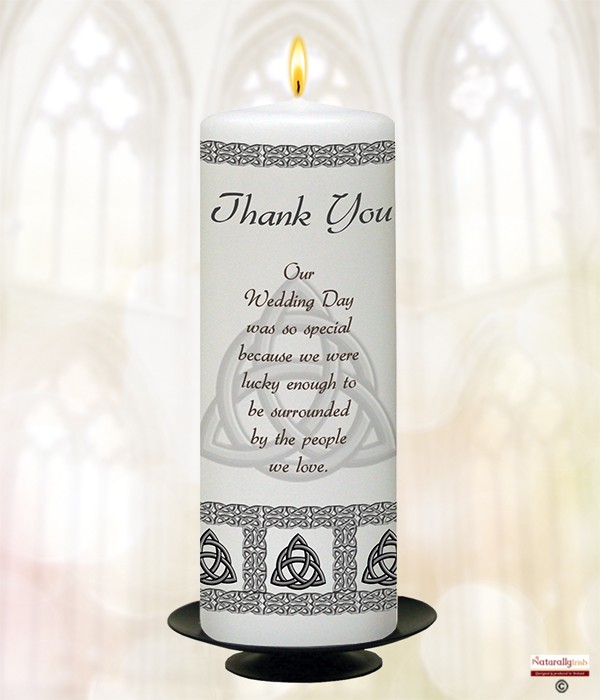 Celtic Trinity Knot Silver 9inch Thank You Candle