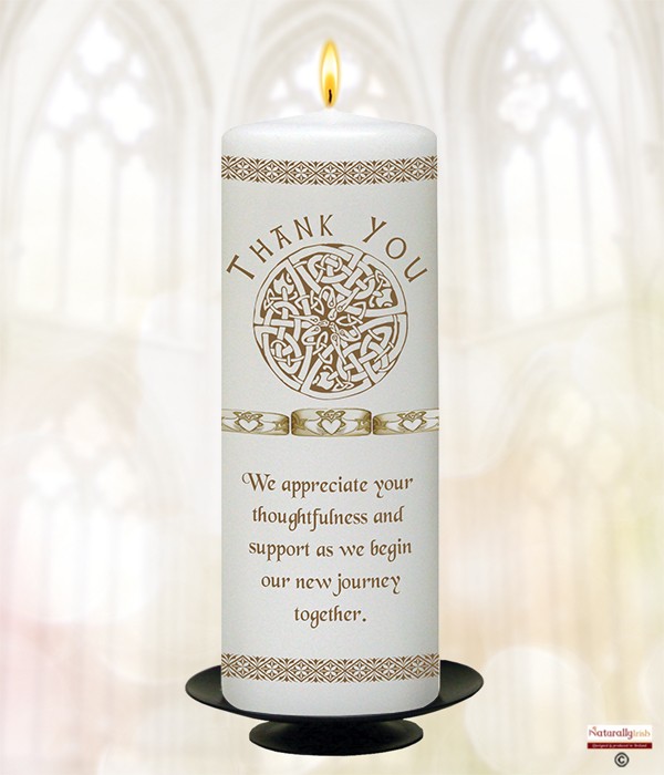 Claddagh Rings Gold 9inch Thank You Candle