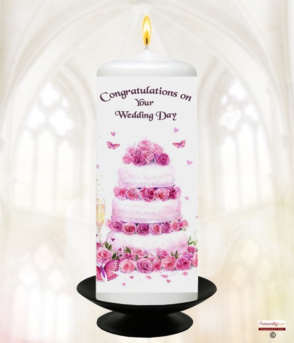 Wedding Butterflies and Cake 6inch White Candle