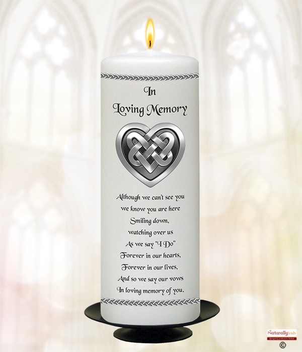 Celtic Heart Silver 9inch Remembrance Candle