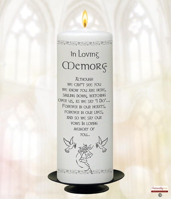 Bells & Doves Silver 9inch Remembrance Candle