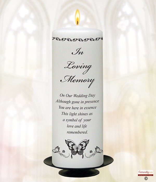 Butterflies Silver 9inch Remembrance Candle