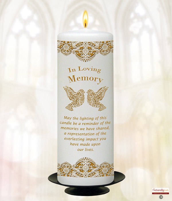 Doves Gold 9inch Remembrance Candle