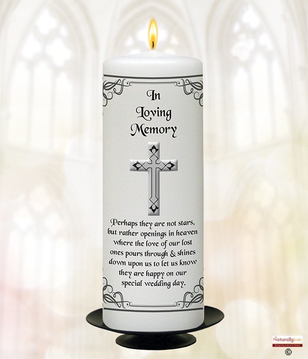 Modern Cross Silver 9inch Remembrance Candle