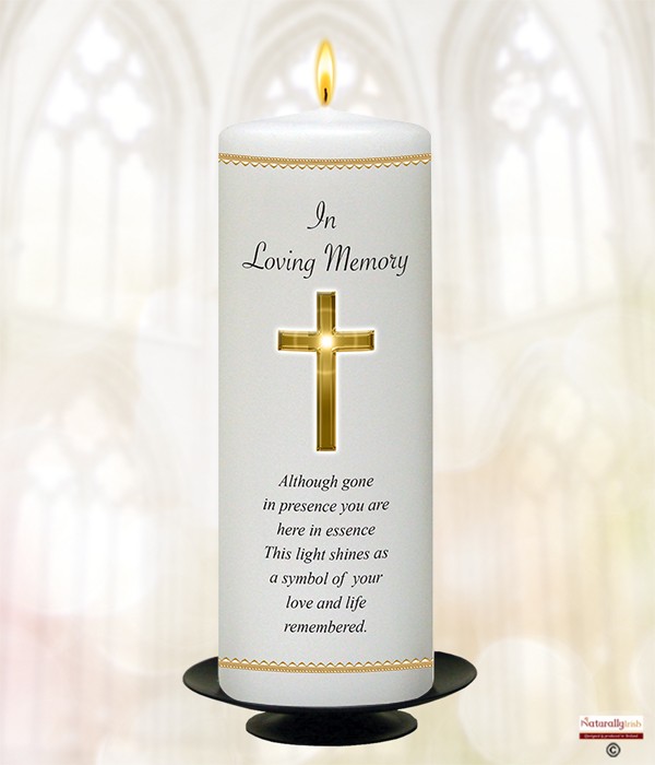 Gold Cross 9inch Remembrance Candle
